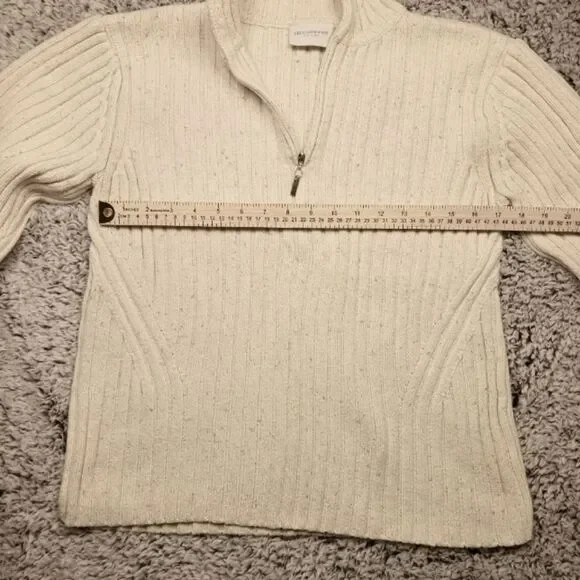 Liz Claireborne Ribbed Womans XL Pullover Sweater 1/4 zip. Oatmeal Color - Picture 3 of 12